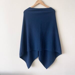 Brodie Cashmere Elegant Navy Blue Poncho Topper